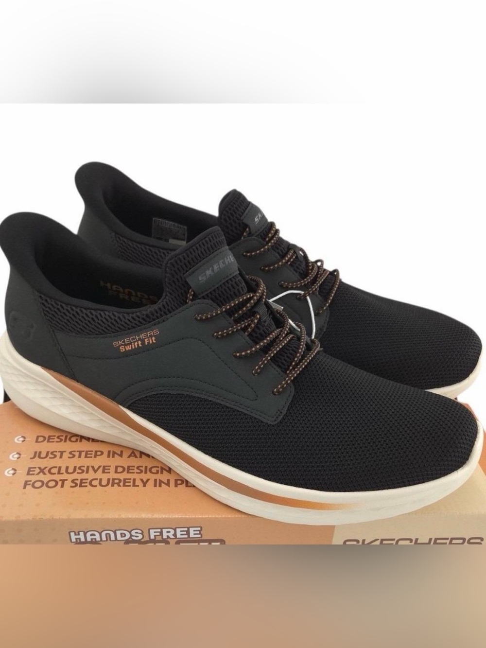 Skechers Mens Hands Free Swift Fit Athletic Sneakers black Size 8 M US